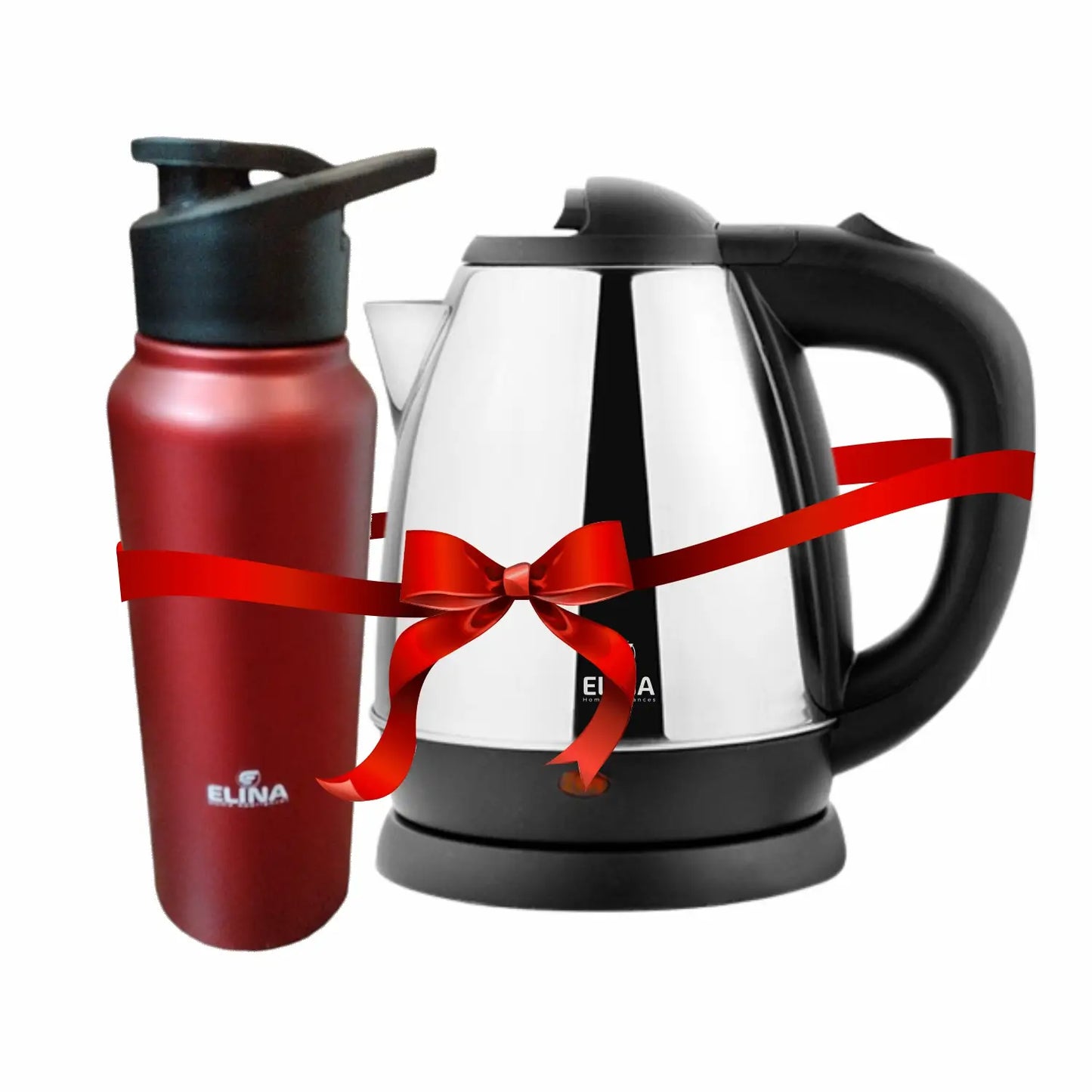 Elina Electric Kettle 1.8L & Stainless Steel Bottle 750ml with Sipper Lid Combo
