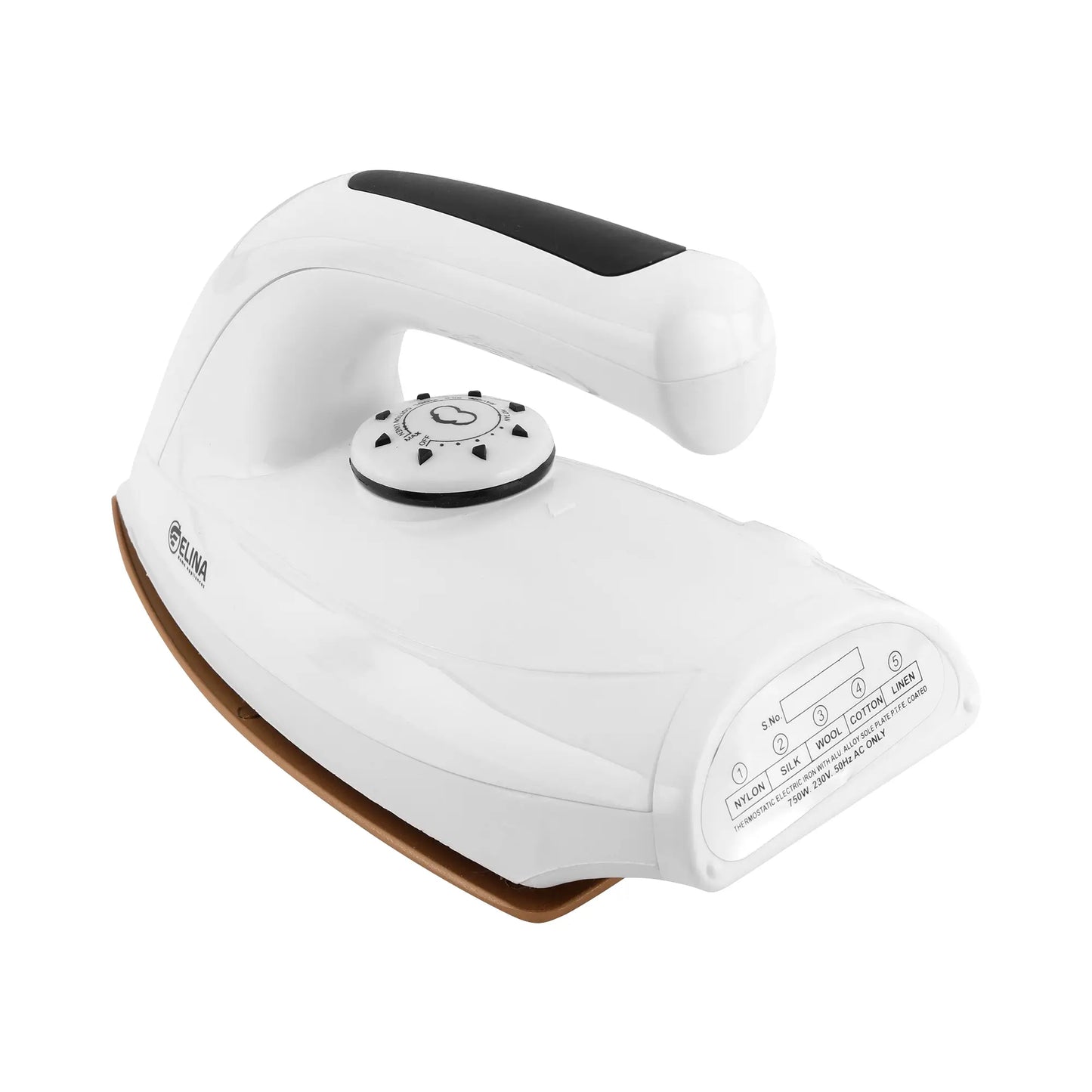 Elina 1000W Dry Iron with Handle Led Indicator, White