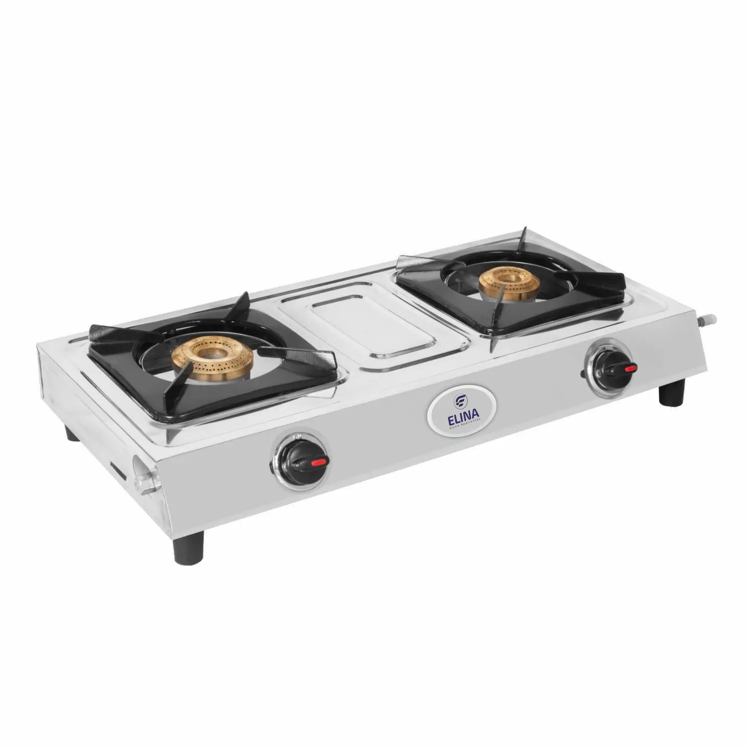 Elina Stainless Steel Burner Gas Stove, ISI Certified, Manual Ignition, Silver