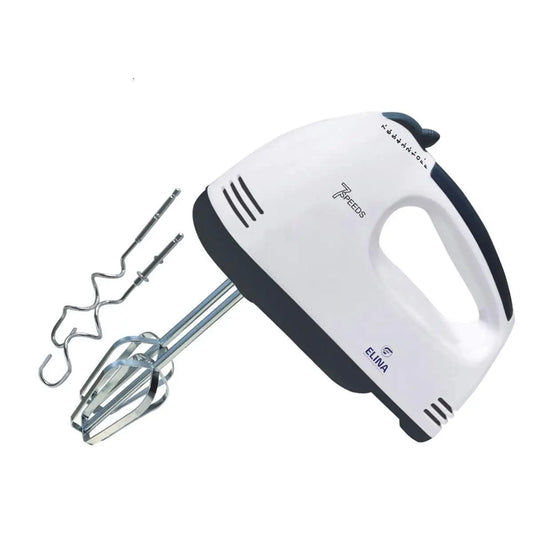 Hand Mixer with Stainless Steel Attachments, White