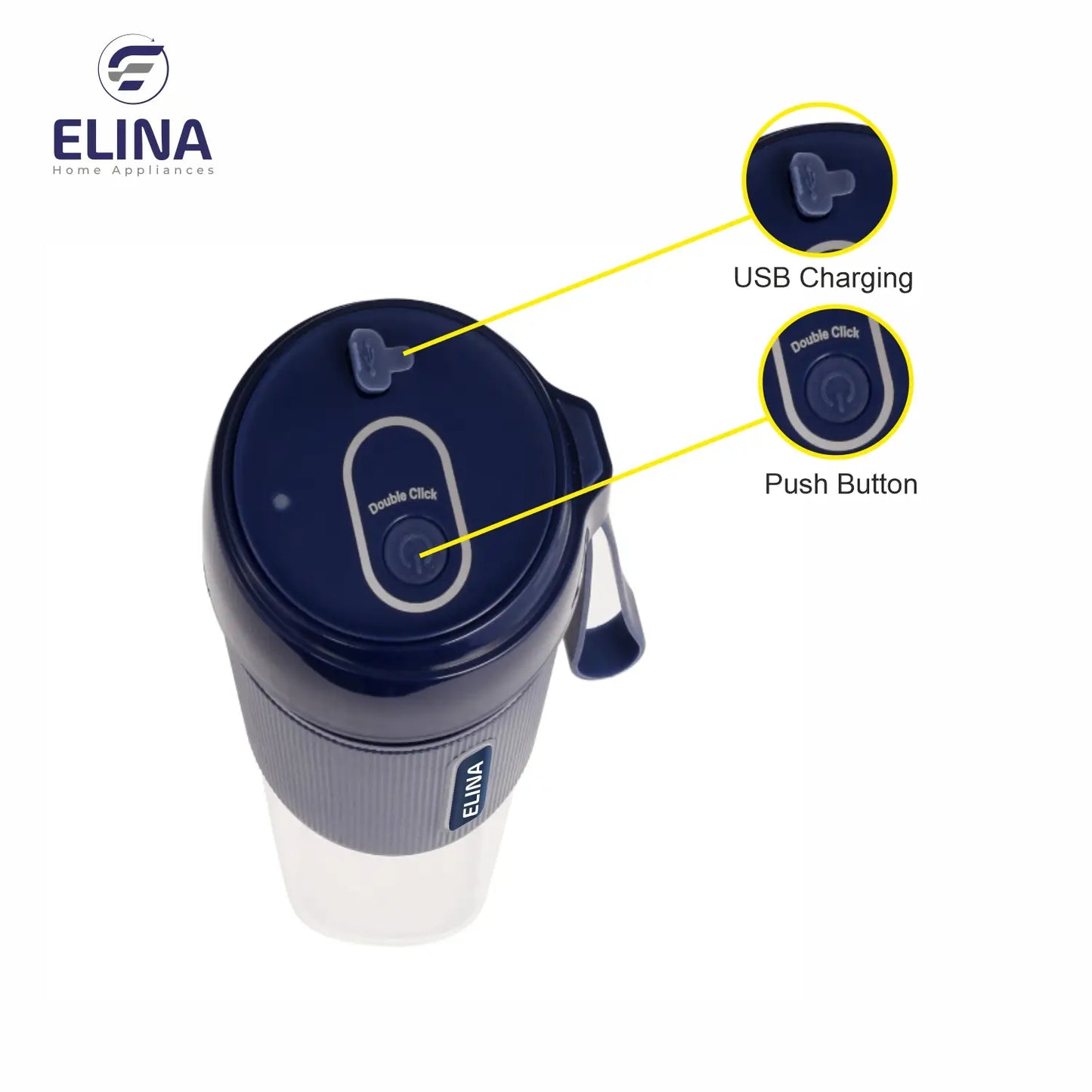 Elina Personal Portable Shaker | 450ML | USB Rechargeable