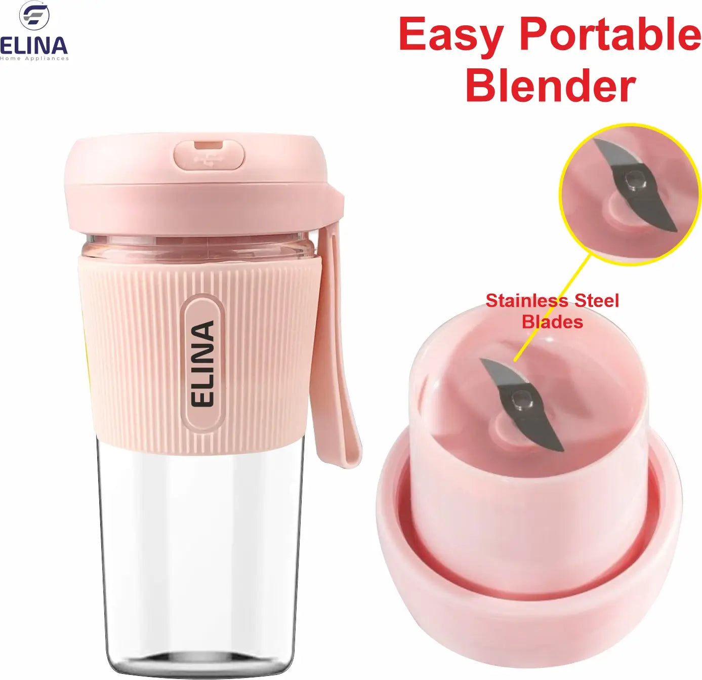 Elina Personal Portable Shaker | 450ML | USB Rechargeable