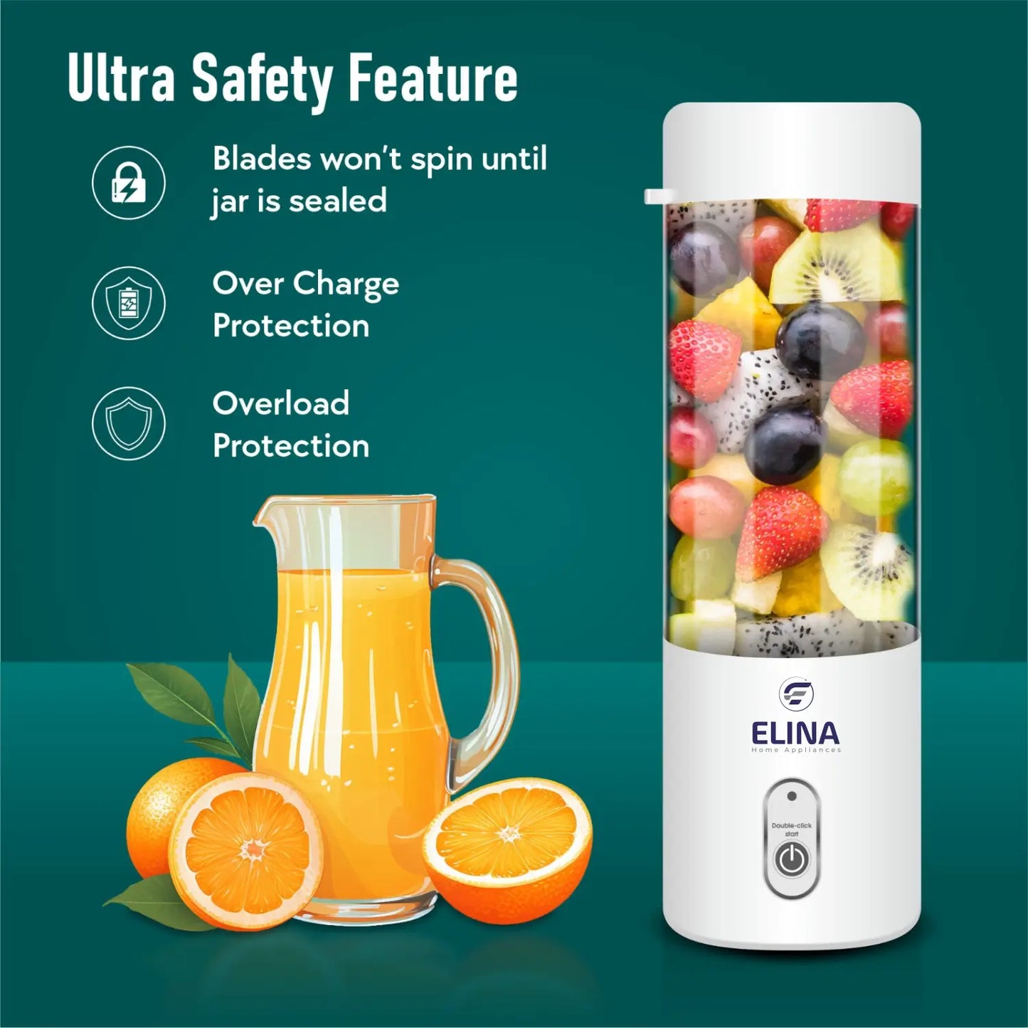 Elina Personal Portable Blender | 300ML | USB Rechargeable