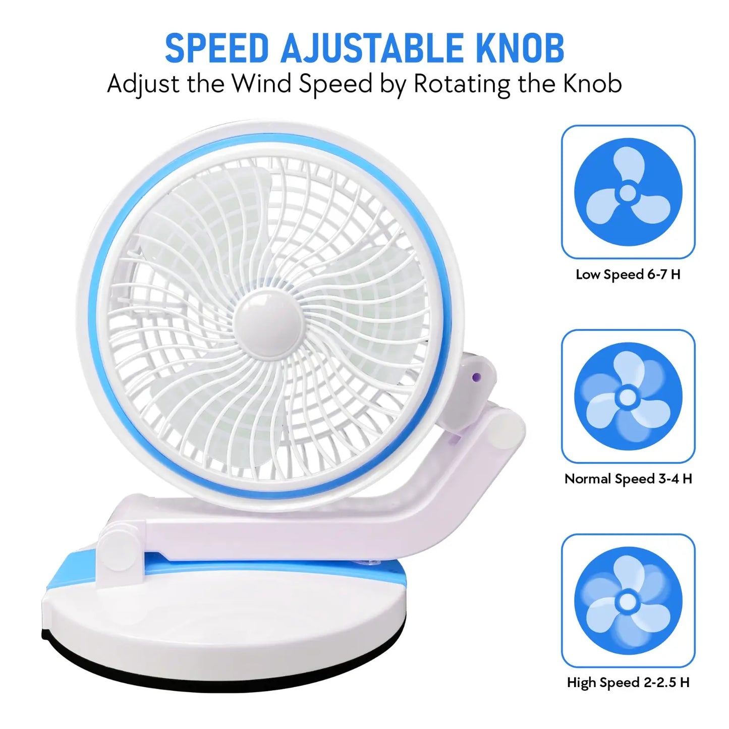 Elina Foldable USB Rechargeable Fan with LED Light