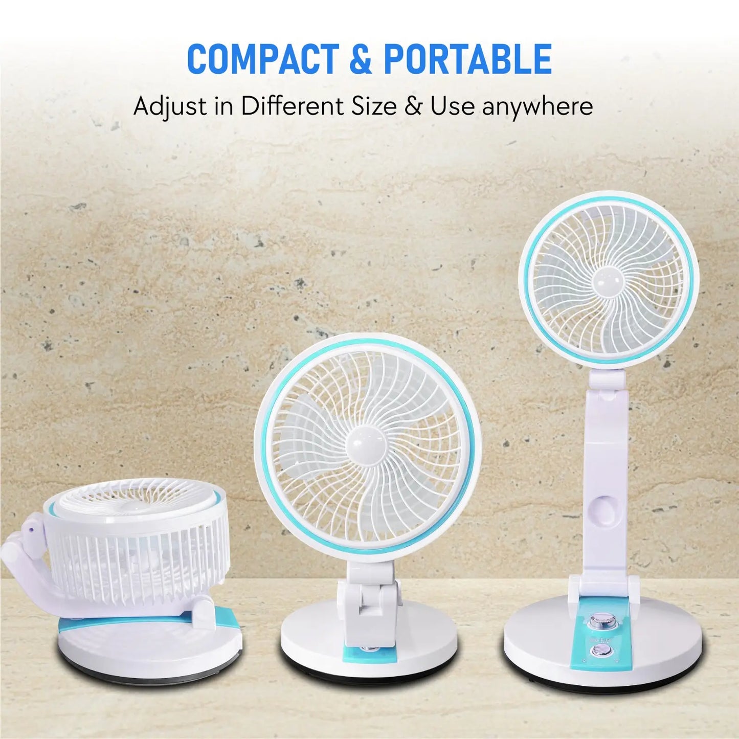 Elina Foldable USB Rechargeable Fan with LED Light