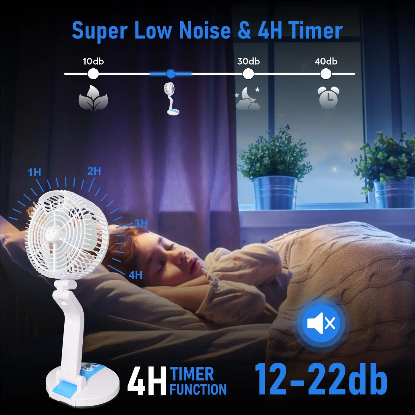 Elina Foldable USB Rechargeable Fan with LED Light