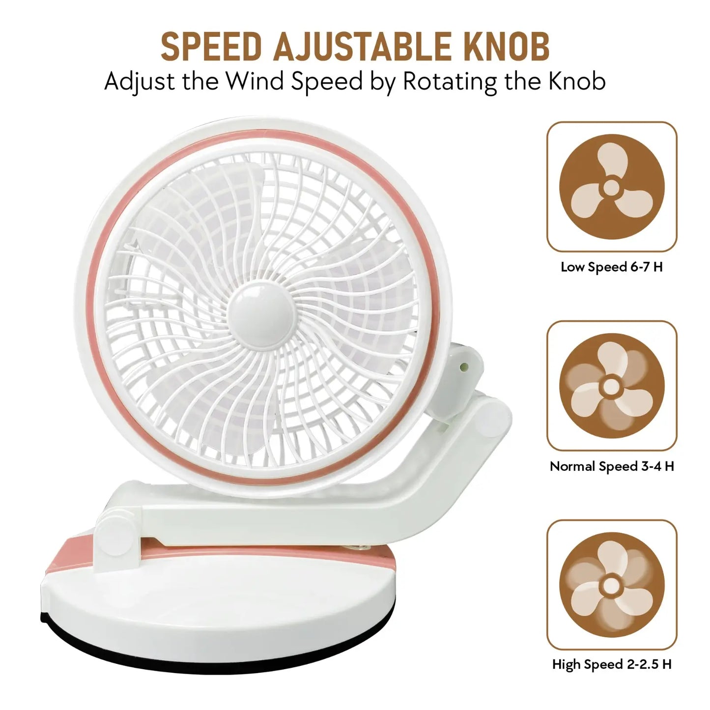 Elina Foldable USB Rechargeable Fan with LED Light