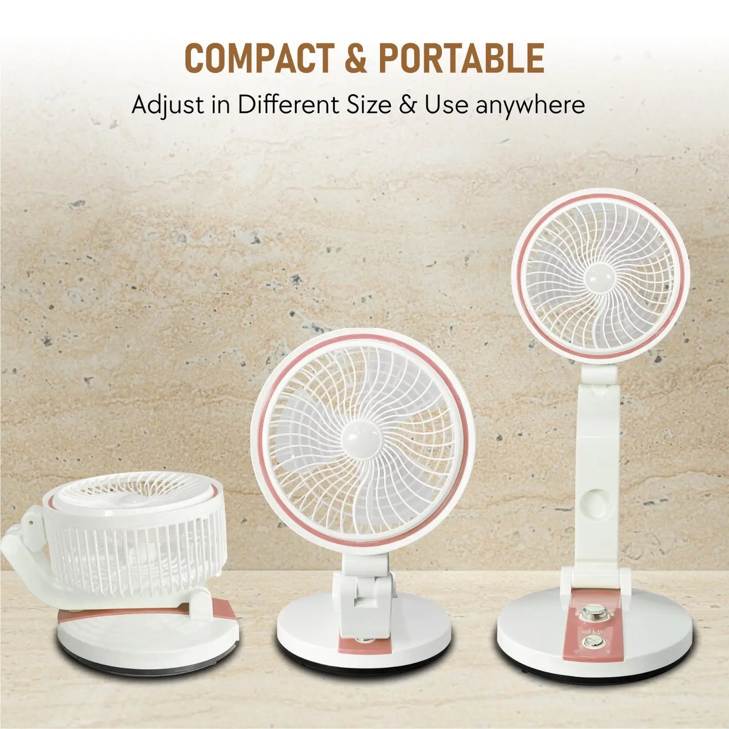 Elina Foldable USB Rechargeable Fan with LED Light