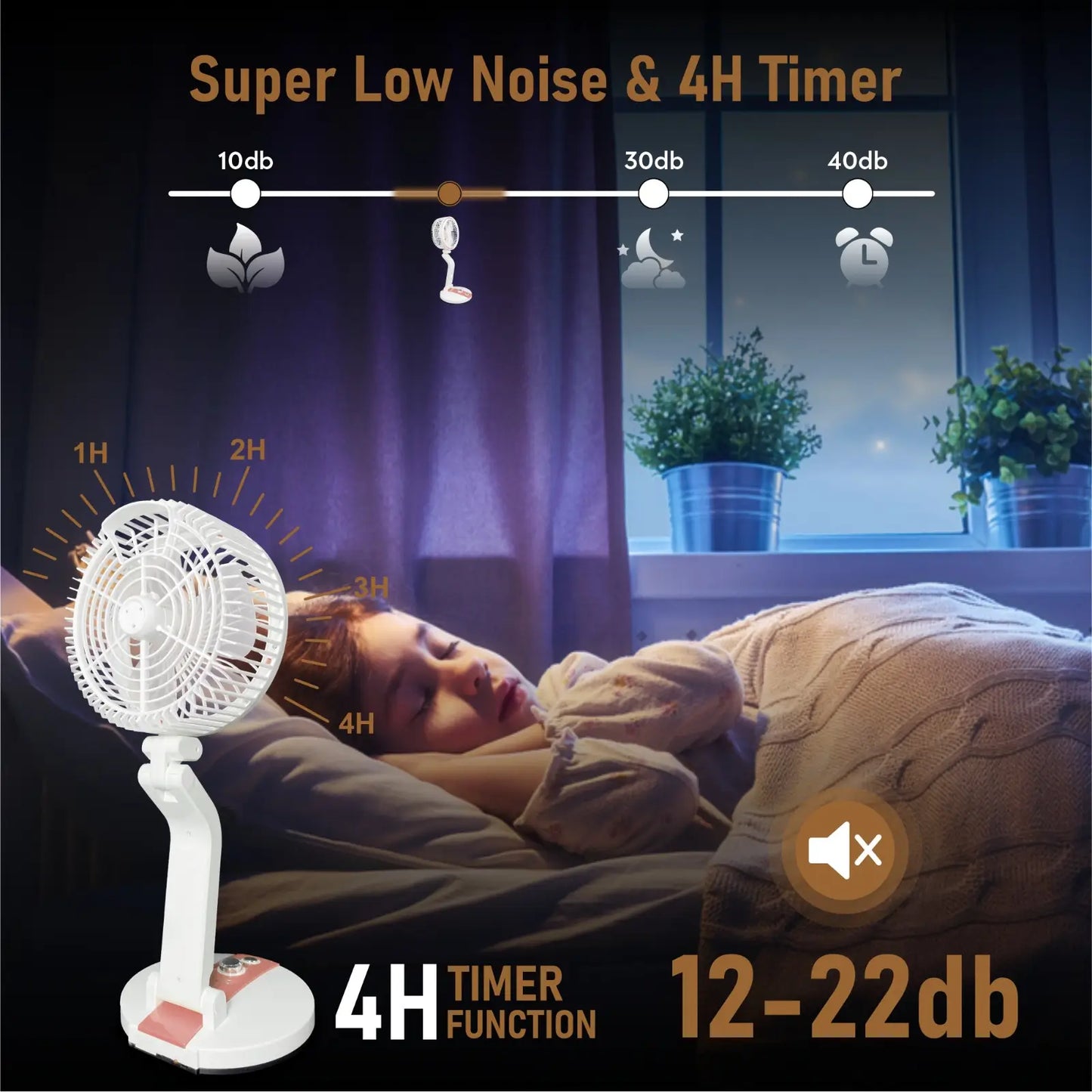Elina Foldable USB Rechargeable Fan with LED Light