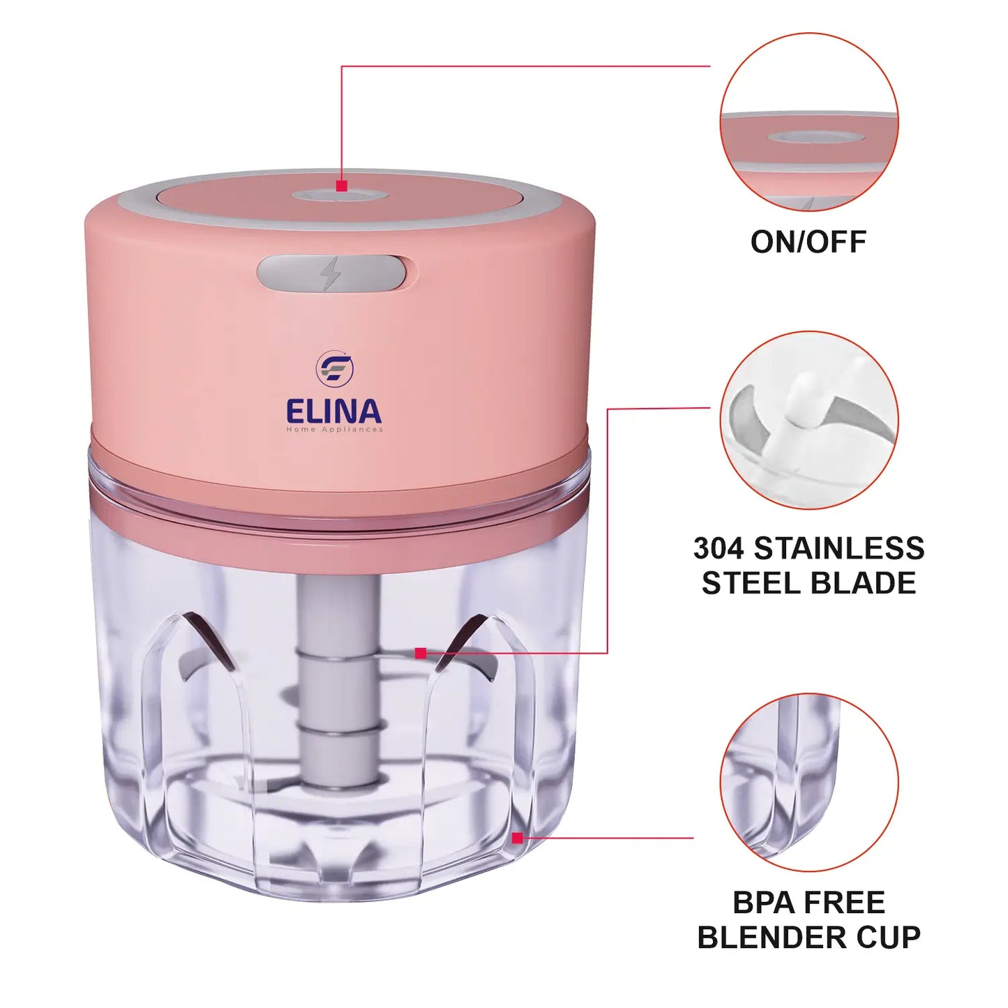 Elina Breakfast Combo Electric Multi Kettle 1.25L with Idli maker | Electric Sandwich Griller 800-watt | Wireless Electric Chopper 250ml