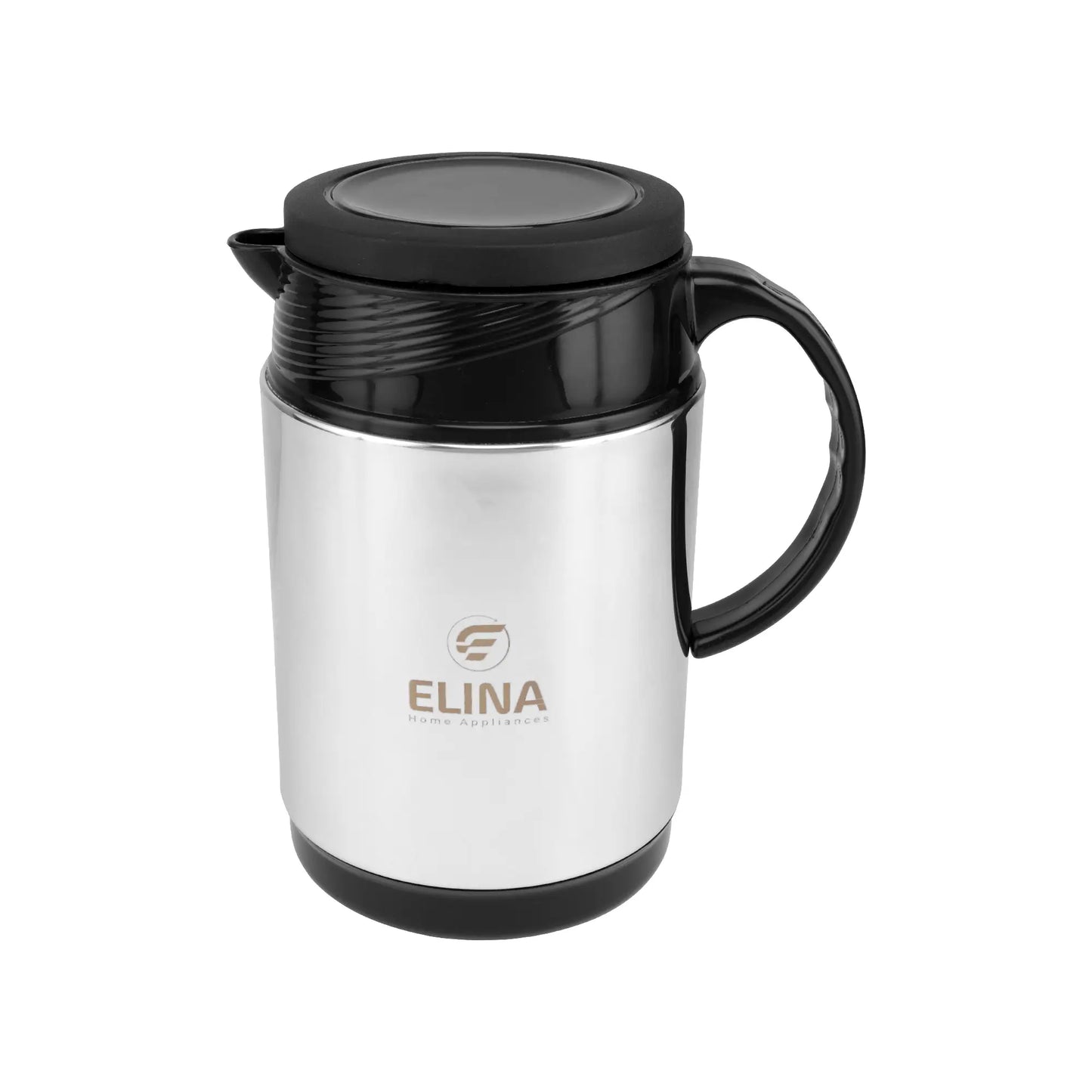 Elina Double Walled Insulated Stainless Steel Jug 1 Litre, Silver/Black