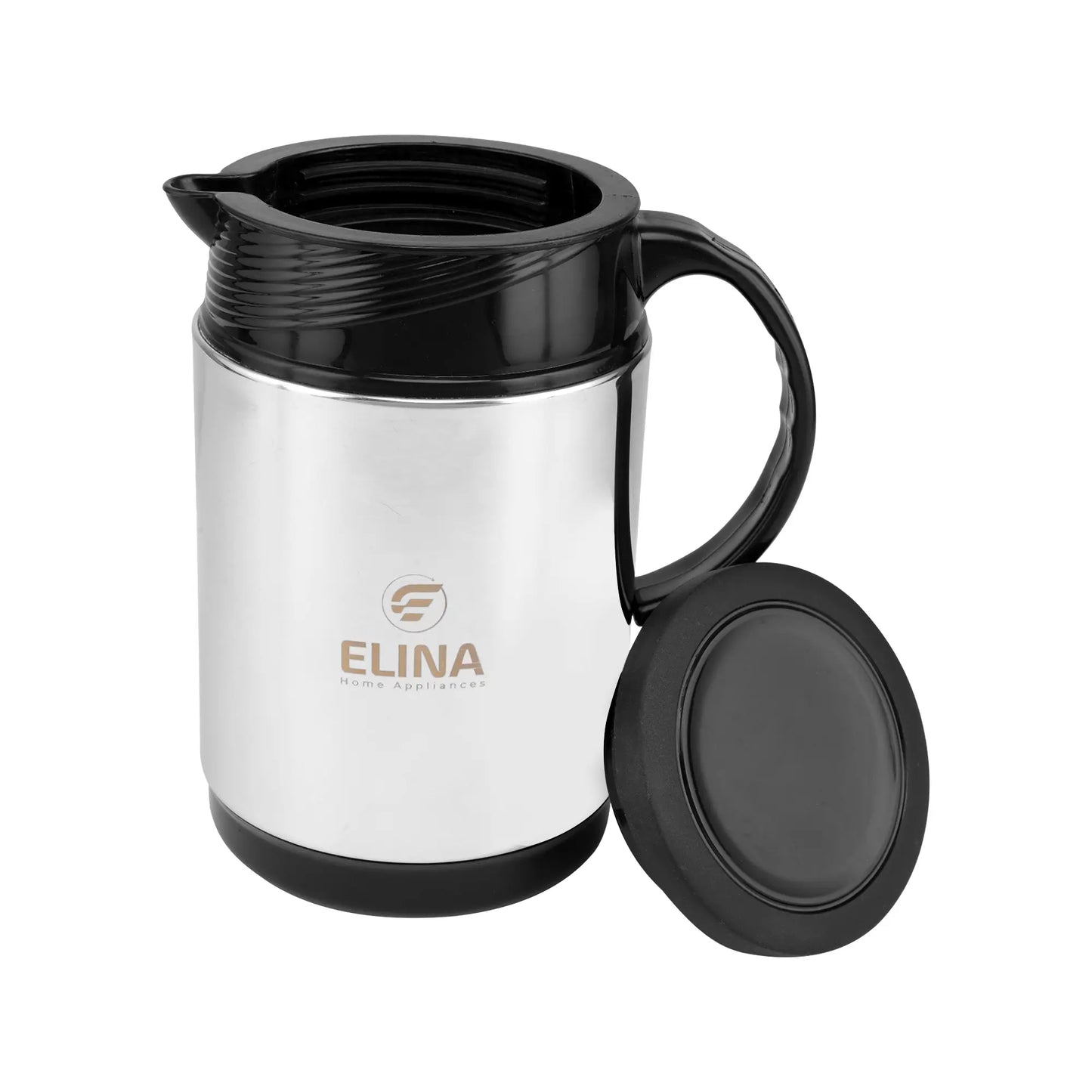 Elina Double Walled Insulated Stainless Steel Jug 1 Litre, Silver/Black