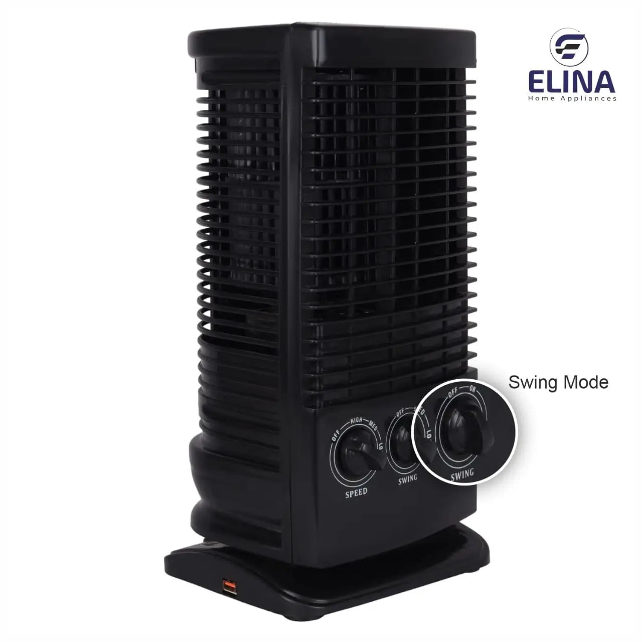 Elina High Speed Portable Tower Fan with 120° Wide Oscillation, Runs without Water, Black