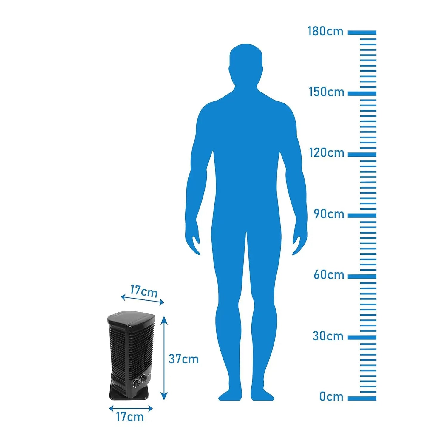 Elina High Speed Portable Tower Fan with 120° Wide Oscillation, Runs without Water, Black