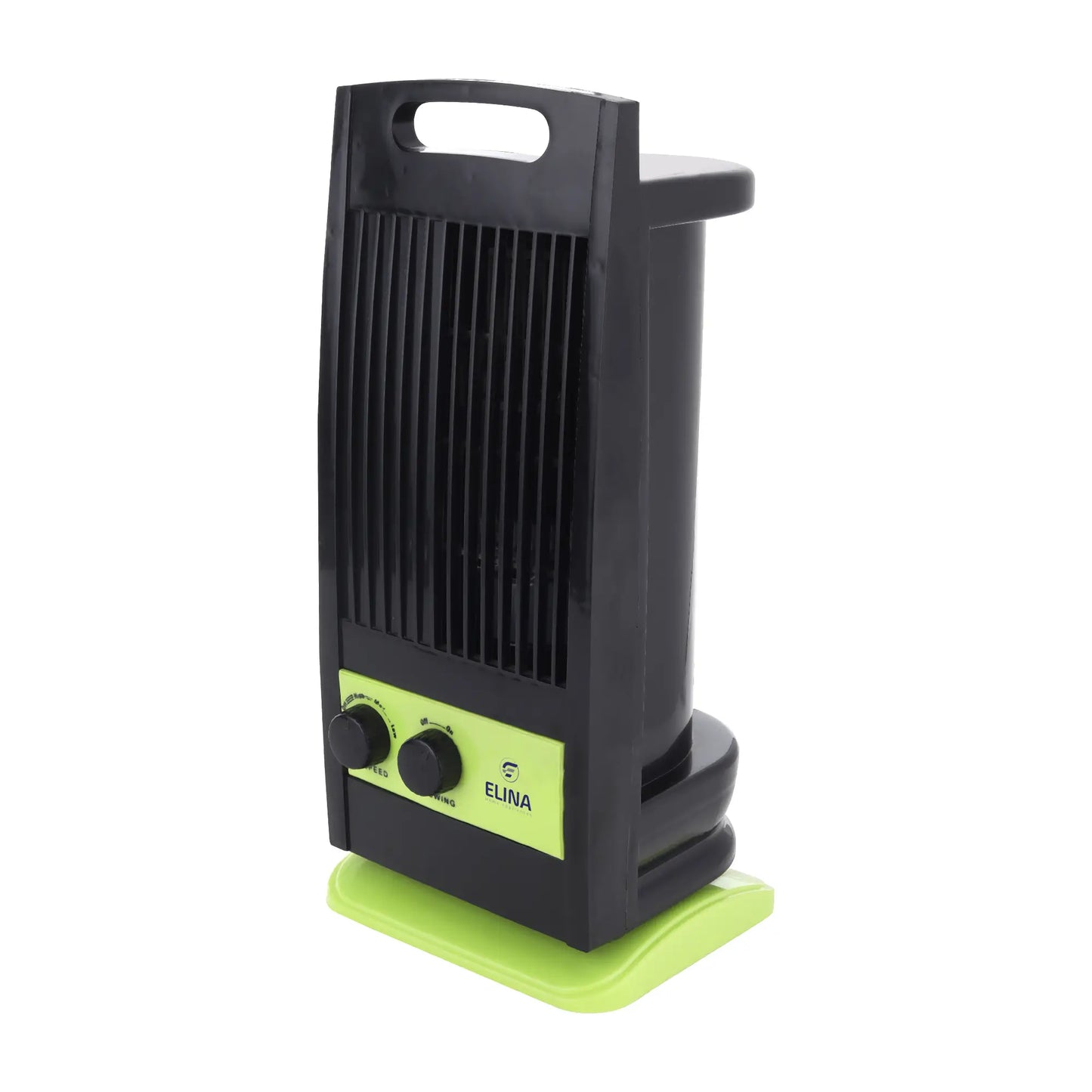 Elina High Speed Portable Tower Fan with 120° Wide Oscillation, Runs without Water, USB Charging Option, Green/Black