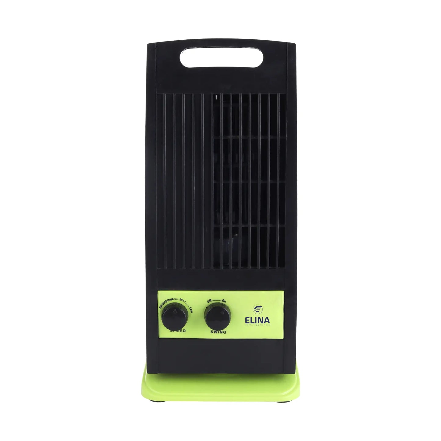 Elina High Speed Portable Tower Fan with 120° Wide Oscillation, Runs without Water, USB Charging Option, Green/Black