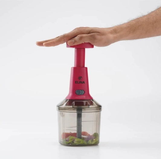 Elina Hand Push Manual Chopper, Cutter with 3 Stainless Steel Blades, 900ML