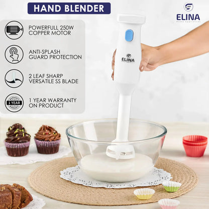 Elina 250W Copper Motor Hand Blender, White