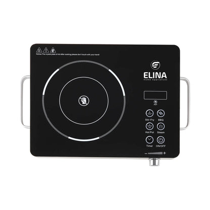 Elina 2200W Radiant Infrared Glass Induction Cooktop, Touch Panel, Steel Body