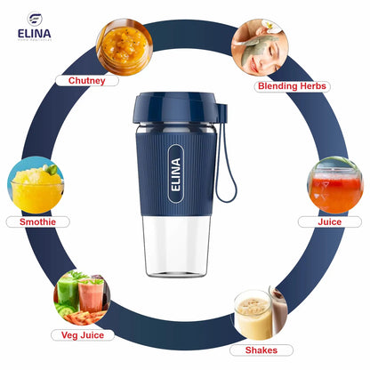 Elina Personal Portable Shaker | 450ML | USB Rechargeable