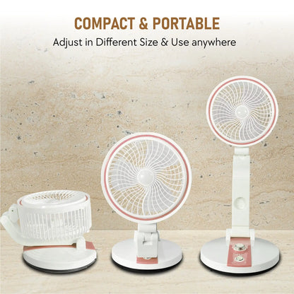 Elina Foldable USB Rechargeable Fan with LED Light