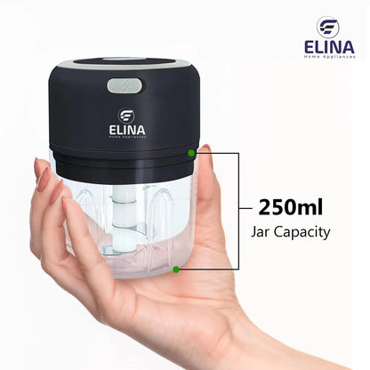 Elina USB Rechargeable Wireless Electric Chopper with Stainless Steel Blades - 250 ML