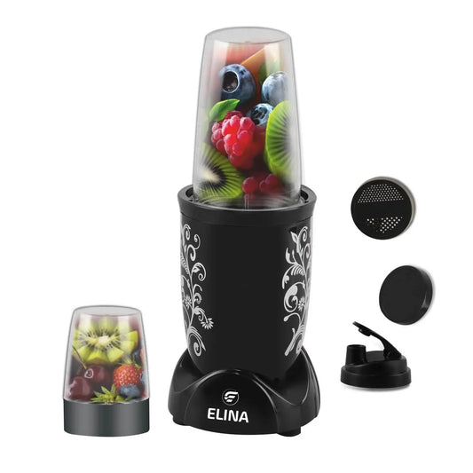 Elina Nutri ACE Blender, 500W Copper Motor, 2 Jars, Black