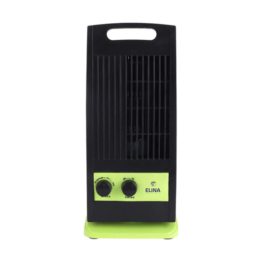 Elina High Speed Portable Tower Fan with 120° Wide Oscillation, Runs without Water, USB Charging Option, Green/Black